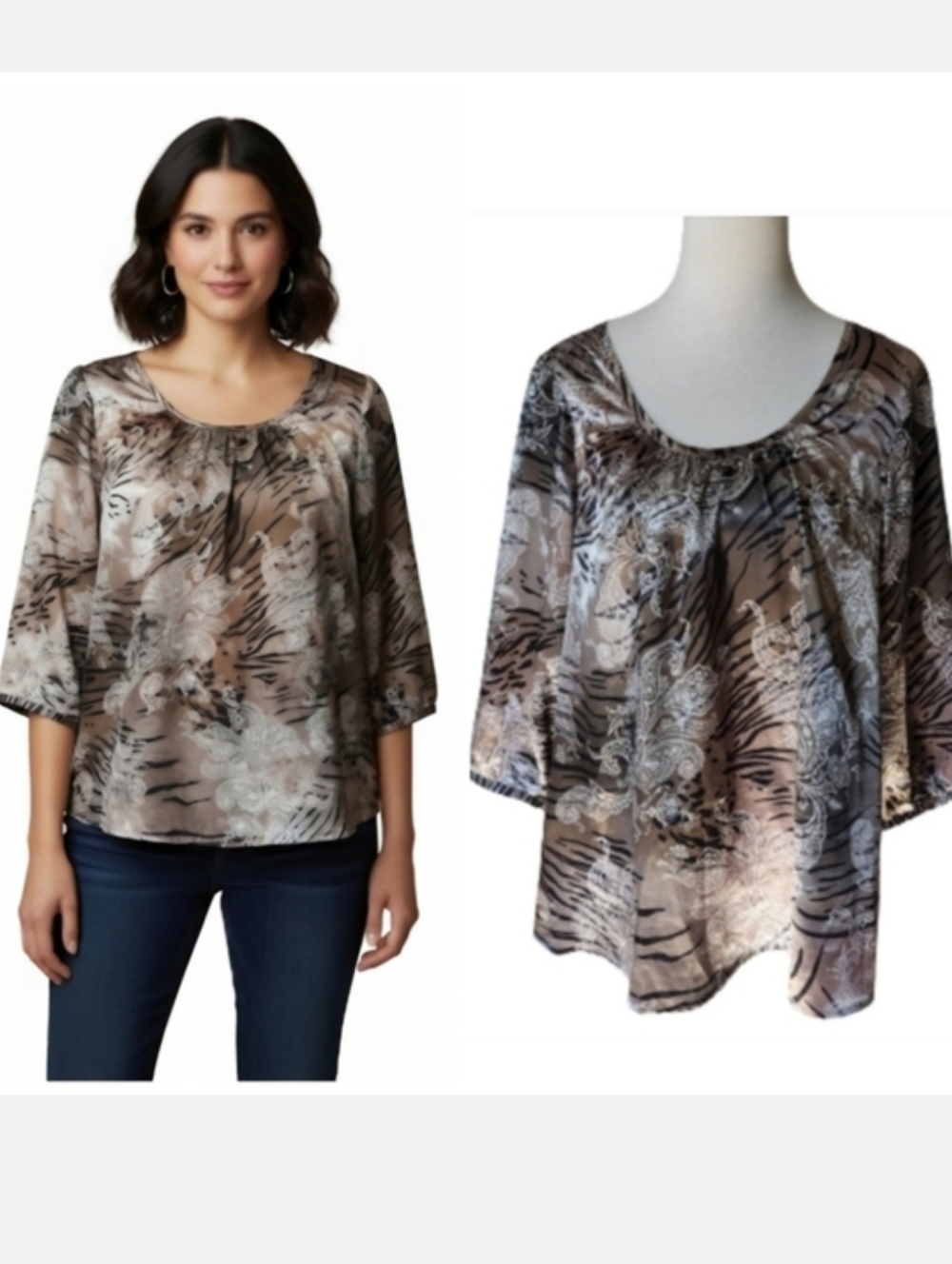 Avenue silky paisley and tiger striped blouse Women's plus size 14/16 1X